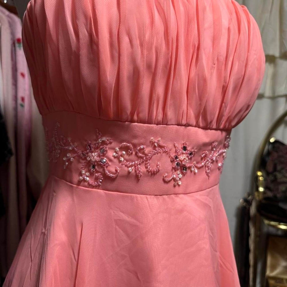 Vintage Pink Beaded Formal Hoco Dress